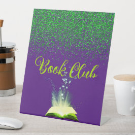 Groene Glitter op Paarse - Book Club | Reclamebord Met Voetstuk