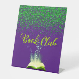 Groene Glitter op Paarse - Book Club | Reclamebord Met Voetstuk
