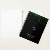 Groene Glitter op zwarte achtergrond Wekelijks Maa Planner (Display)