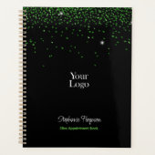 Groene Glitter op zwarte achtergrond Wekelijks Maa Planner (Voorkant)