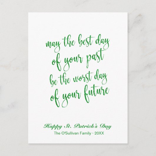Groene Glitter Oude Ierse Zegen St. Patrick's Dag Briefkaart (Voorkant)