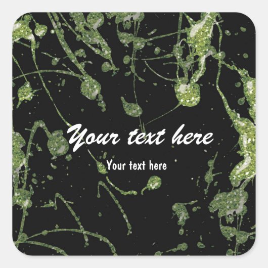 Groene Glitter Paint Splatter partij sticker label (Voorkant)