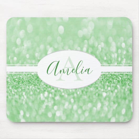 Groene Glitter personaliseer Muismat (Voorkant)