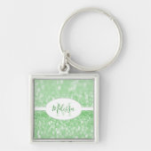 Groene Glitter Personaliseer Sleutelhanger (Voorkant)