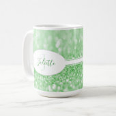 Groene Glitter personaliseert de Mok van koffie (Voorkant links)