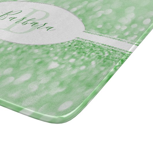 Groene Glitter Personaliseert snijraad Snijplank (Hoek)