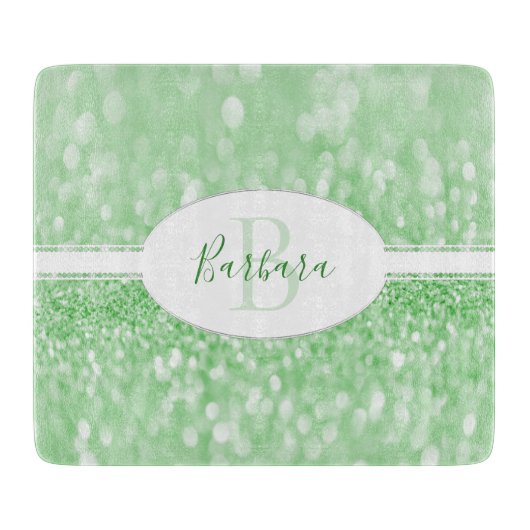 Groene Glitter Personaliseert snijraad Snijplank (Voorkant)