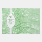 Groene Glitter Personalized Kitchen Towel Theedoek (Horizontaal)