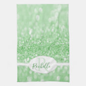 Groene Glitter Personalized Kitchen Towel Theedoek (Verticaal)