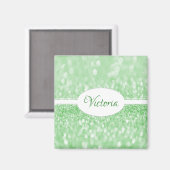 Groene Glitter Personalized Magnet (Voorkant / Achterkant)