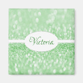 Groene Glitter Personalized Magnet (Voorkant)
