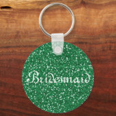 Groene Glitter Persoonlijke Bridesmaid Sleutelhanger (Voorkant)