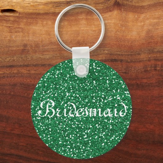 Groene Glitter Persoonlijke Bridesmaid Sleutelhanger (Voorkant)