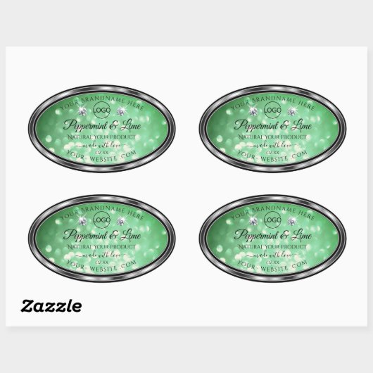 Groene Glitter Product Labels Sparkle Diamonds Log (Vel)
