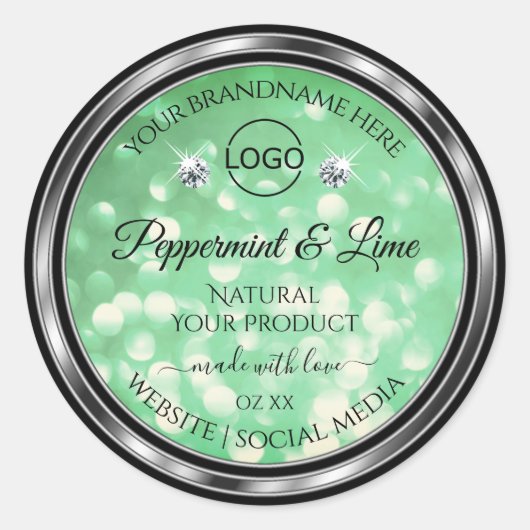 Groene Glitter Product Labels Sparkle Diamonds Log (Voorkant)
