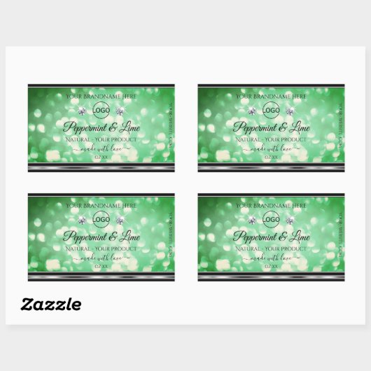 Groene Glitter Product Labels Sparkle Diamonds Log (Vel)