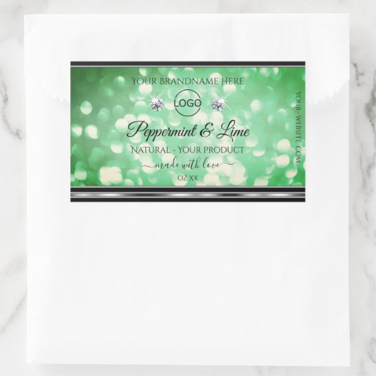 Groene Glitter Product Labels Sparkle Diamonds Log (Tas)