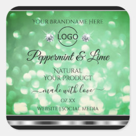 Groene Glitter Product Labels Sparkle Diamonds Log