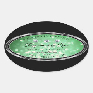 Groene Glitter-productlabels met Sparkle Diamonds Ovale Sticker