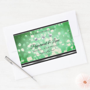 Groene Glitter-productlabels met Sparkle Diamonds Rechthoekige Sticker