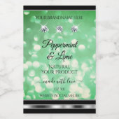 Groene Glitter-productlabels met Sparkle Diamonds Voedselcontainer Etiket (Enkel label)