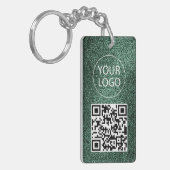  Groene Glitter QR-code visitekaartje Uw logo     Sleutelhanger (Voorkant Links)