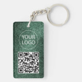  Groene Glitter QR-code visitekaartje Uw logo     Sleutelhanger (achterkant)