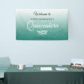 Groene Glitter Quinceañera 15th Birthday Welkom Spandoek (Beurs)