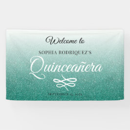 Groene Glitter Quinceañera 15th Birthday Welkom Spandoek
