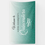 Groene Glitter Quinceañera 15th Birthday Welkom Spandoek (Verticaal)