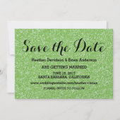 Groene Glitter Save the Date Uitnodiging (Voorkant)