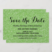 Groene Glitter Save the Date Uitnodiging (Voorkant / Achterkant)