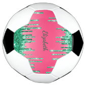 Groene Glitter-schijven aanpassen roze Trendy-glam Voetbal (Gedraaid)