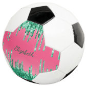 Groene Glitter-schijven aanpassen roze Trendy-glam Voetbal (Drie kwart)