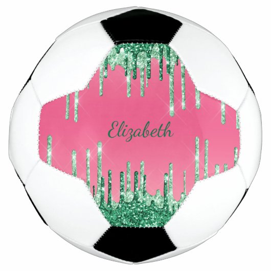 Groene Glitter-schijven aanpassen roze Trendy-glam Voetbal (Voorkant)