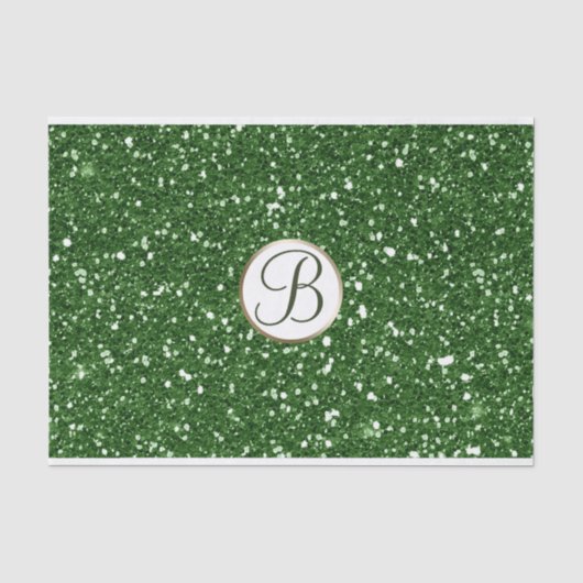 Groene Glitter Schitter Glam Monogram Eerste Aange Tissuepapier (Voorkant)
