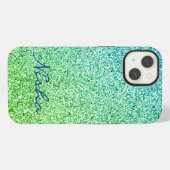 Groene Glitter Schitterend Monogram iPhone Hoesje (Achterkant horizontaal)