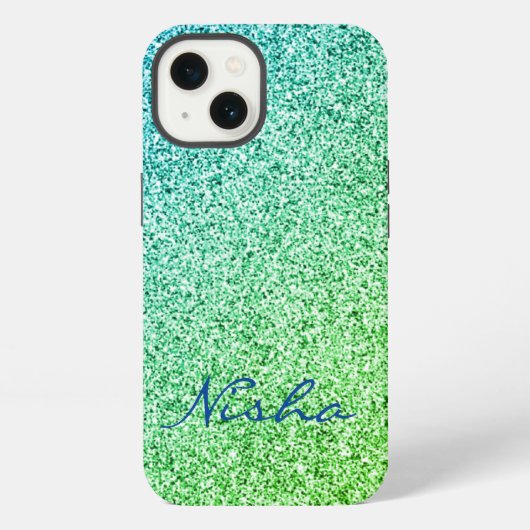 Groene Glitter Schitterend Monogram iPhone Hoesje (Achterkant)