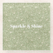 Groene Glitter Schittering Glazen Onderzetter (Voorkant)