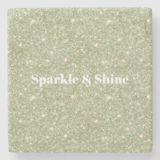 Groene Glitter Schittering Stenen Onderzetter (Voorkant)