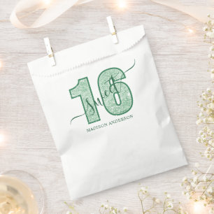Groene Glitter Script Sweet 16 Verjaardag Bedankzakje