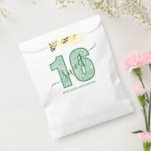 Groene Glitter Script Sweet 16 Verjaardag Bedankzakje (Gezegeld)