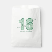 Groene Glitter Script Sweet 16 Verjaardag Bedankzakje (Voorkant)