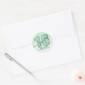 Groene Glitter Script Sweet 16 Verjaardag Ronde Sticker (Envelop)