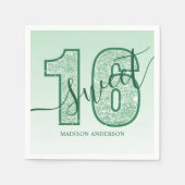 Groene Glitter Script Sweet 16 Verjaardag Servet (Voorkant)