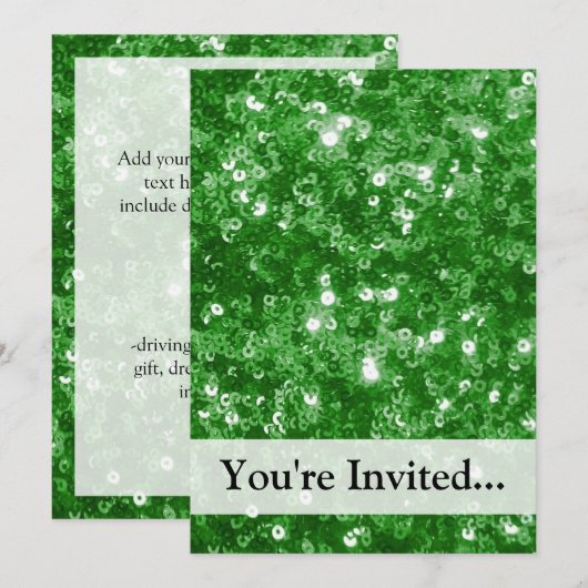 Groene Glitter Sequins-look Kaart (Voorkant / Achterkant)
