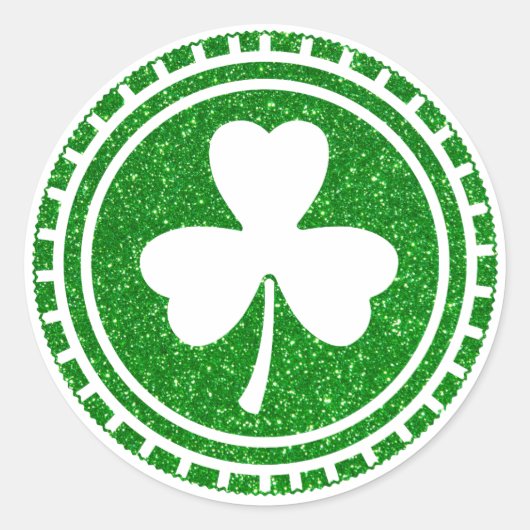 Groene Glitter Shamrock Chip St Patrick's Day Ronde Sticker (Voorkant)