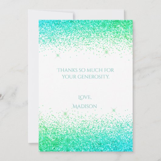  groene Glitter Simple Modern-bedankt-kaart Bedankkaart (Achterkant)