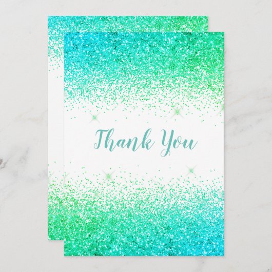 groene Glitter Simple Modern-bedankt-kaart Bedankkaart (Voorkant / Achterkant)