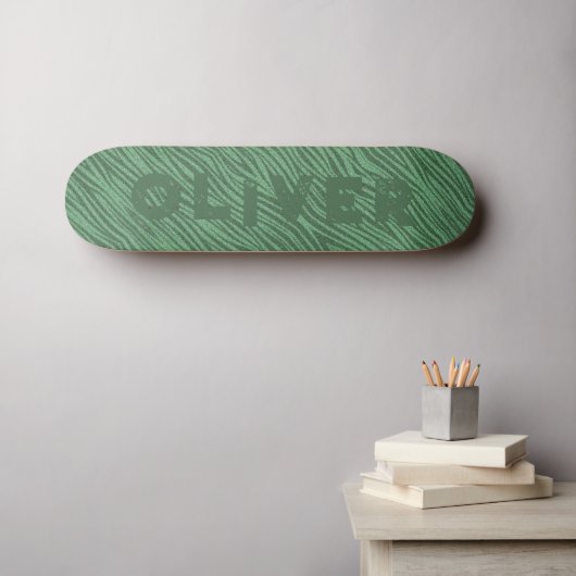 Groene Glitter Skateboard Dierenprint zebra Streep (Muurkunst (Horizontaal))